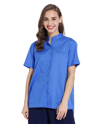 Royal Blue Back Flared Shirt