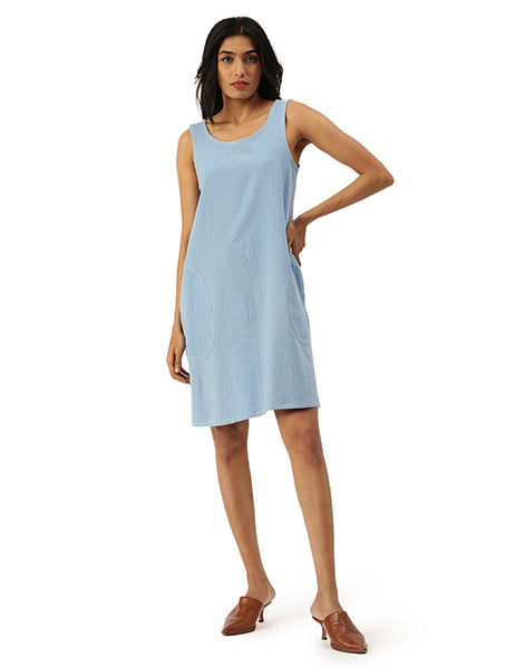 Light Blue Khadi Jeans Shift Dress